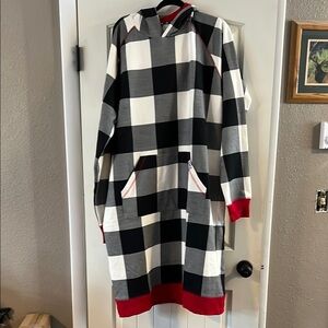 NWT Lazy One Black/White/Red Sleep Hoodie
